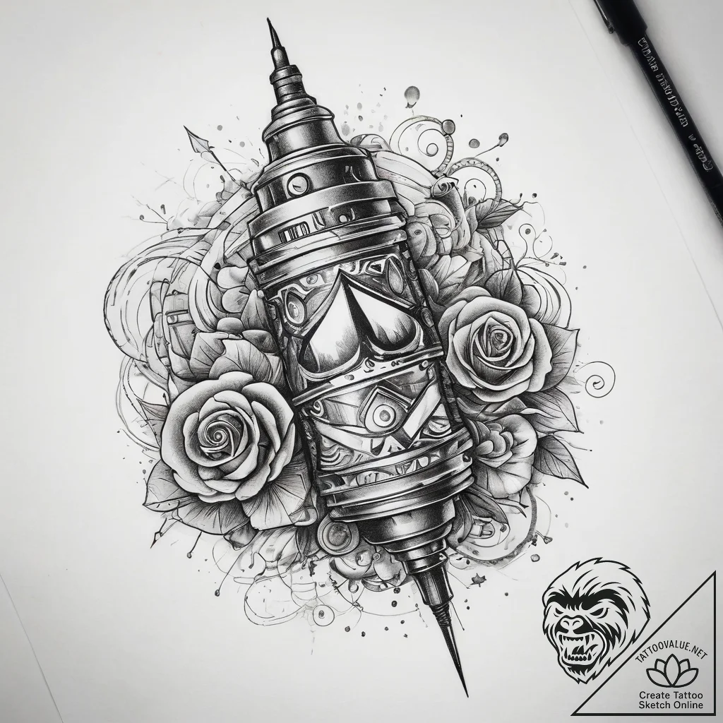 Tattoo sketch needle and thread with a quote,... - tattoo sketch (№1758088870_0, 17.09.2025 06:01) — tattoovalue.net