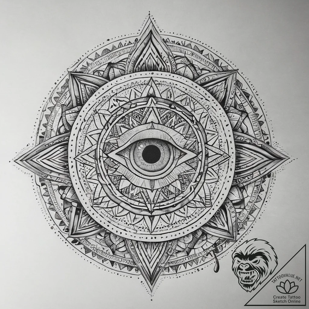 Tattoo sketch узор в виде глаза с солнцем, ta... - tattoo sketch (№1758089456_0, 17.09.2025 06:10) — tattoovalue.net