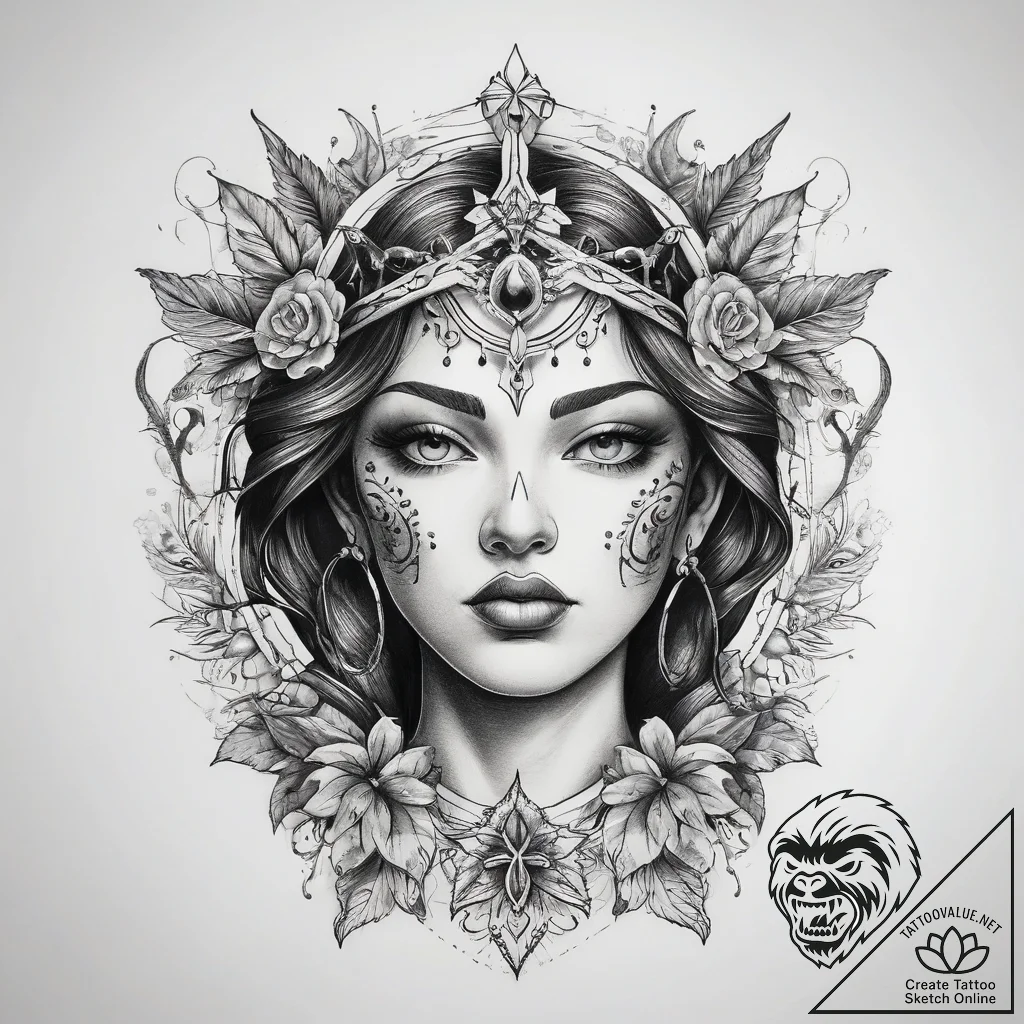 Tattoo sketch blessed self - tattoo sketch (№1758090833_0, 17.09.2025 06:33) — tattoovalue.net