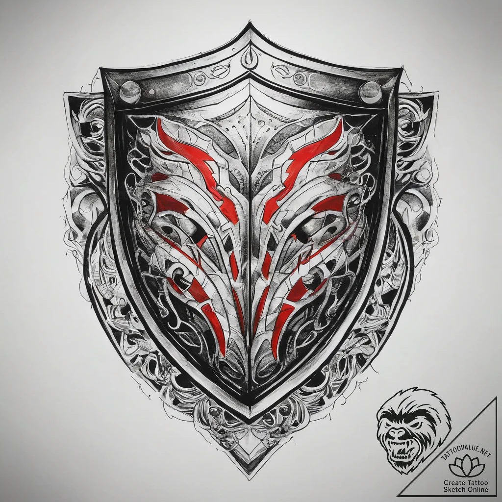 Tattoo sketch shield, tattoo sketch design, b... - tattoo sketch (№1758091827_0, 17.09.2025 06:50) — tattoovalue.net