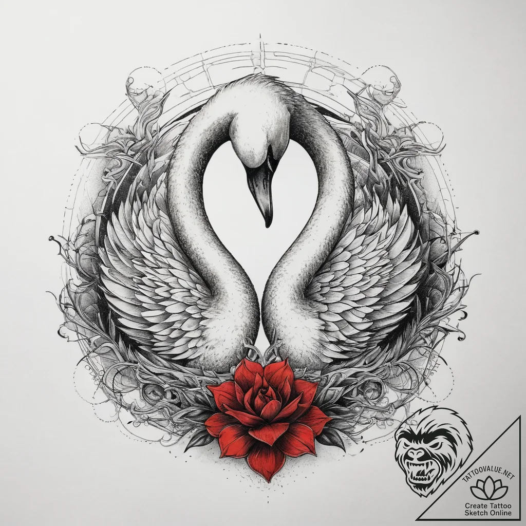 Tattoo sketch swan tattoo, concept art for ta... - tattoo sketch (№1758093600_0, 17.09.2025 07:20) — tattoovalue.net