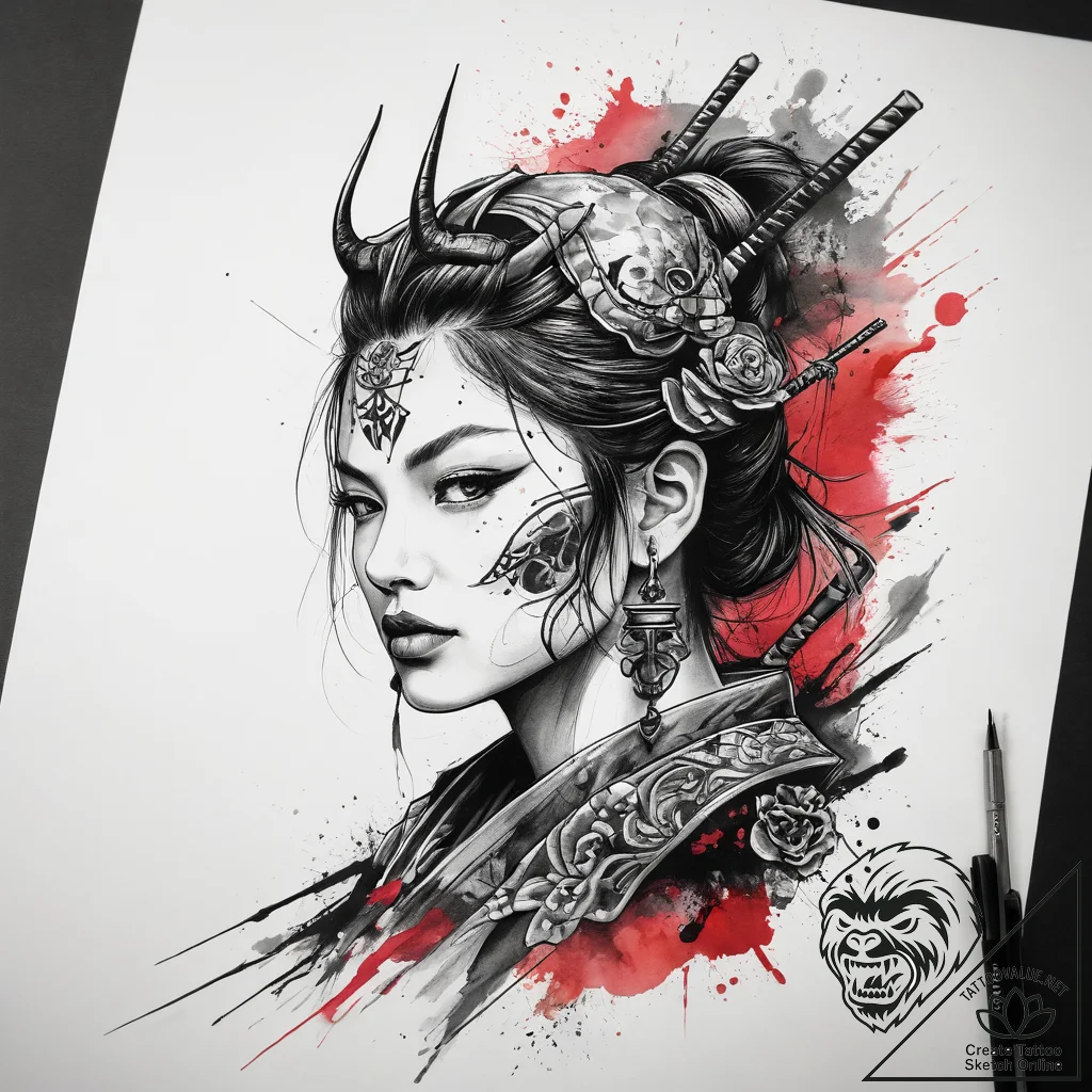 Tattoo sketch samurai tattoo, concept art for... - tattoo sketch (№1758094960_0, 17.09.2025 07:42) — tattoovalue.net