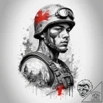 Tattoo sketch soldier with a map, ink illustr… – tattoo sketch (№1758095158_0, 17.09.2025 07:45) — tattoovalue.net
