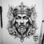 Tattoo sketch holy scene, ink illustration fo… – tattoo sketch (№1758095764_0, 17.09.2025 07:56) — tattoovalue.net