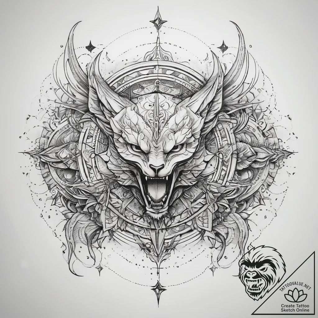 Tattoo sketch cosmic fable, tattoo sketch des... - tattoo sketch (№1758097343_0, 17.09.2025 08:22) — tattoovalue.net