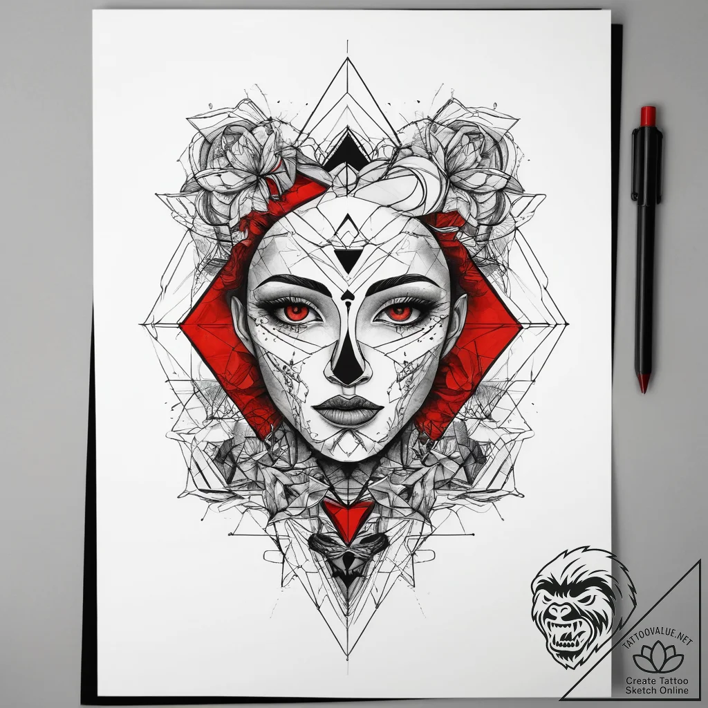 геометрия (geometric), tattoo drawing outline... - tattoo sketch (№1758097545_0, 17.09.2025 08:25) — tattoovalue.net