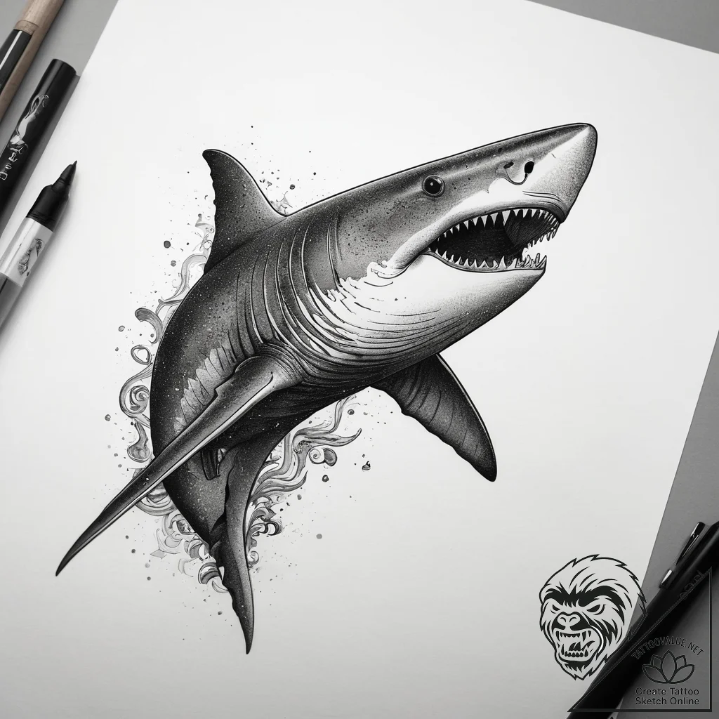 Tattoo sketch basking shark, tattoo sketch de... - tattoo sketch (№1758097741_0, 17.09.2025 08:29) — tattoovalue.net