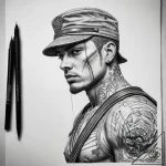 Tattoo sketch soldier with a needle, tattoo l… – tattoo sketch (№1758097941_0, 17.09.2025 08:32) — tattoovalue.net
