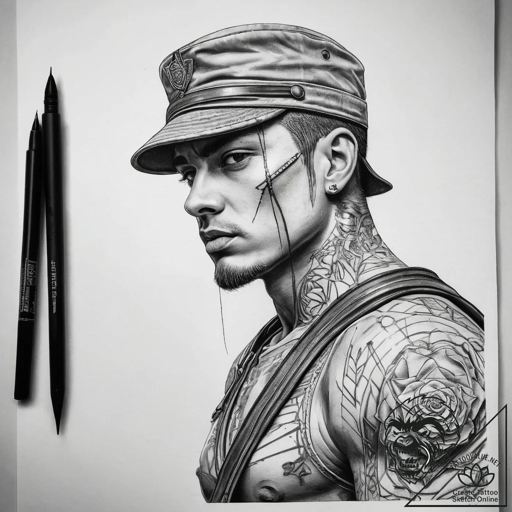 Tattoo sketch soldier with a needle, tattoo l... - tattoo sketch (№1758097941_0, 17.09.2025 08:32) — tattoovalue.net