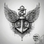 Tattoo sketch wings and anchor, concept art f… – tattoo sketch (№1758099336_0, 17.09.2025 08:55) — tattoovalue.net