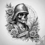 Tattoo sketch soldier with a scroll, concept… – tattoo sketch (№1758099530_0, 17.09.2025 08:58) — tattoovalue.net