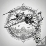 Tattoo sketch star wars x-wing fighter, tatto… – tattoo sketch (№1758100122_0, 17.09.2025 09:08) — tattoovalue.net