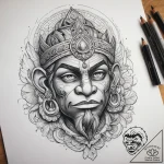 Tattoo sketch hanuman, concept art for tattoo… – tattoo sketch (№1758100720_0, 17.09.2025 09:18) — tattoovalue.net