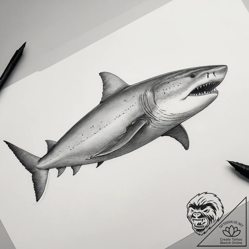 Tattoo sketch megamouth shark, tattoo line ar... - tattoo sketch (№1758100921_0, 17.09.2025 09:22) — tattoovalue.net