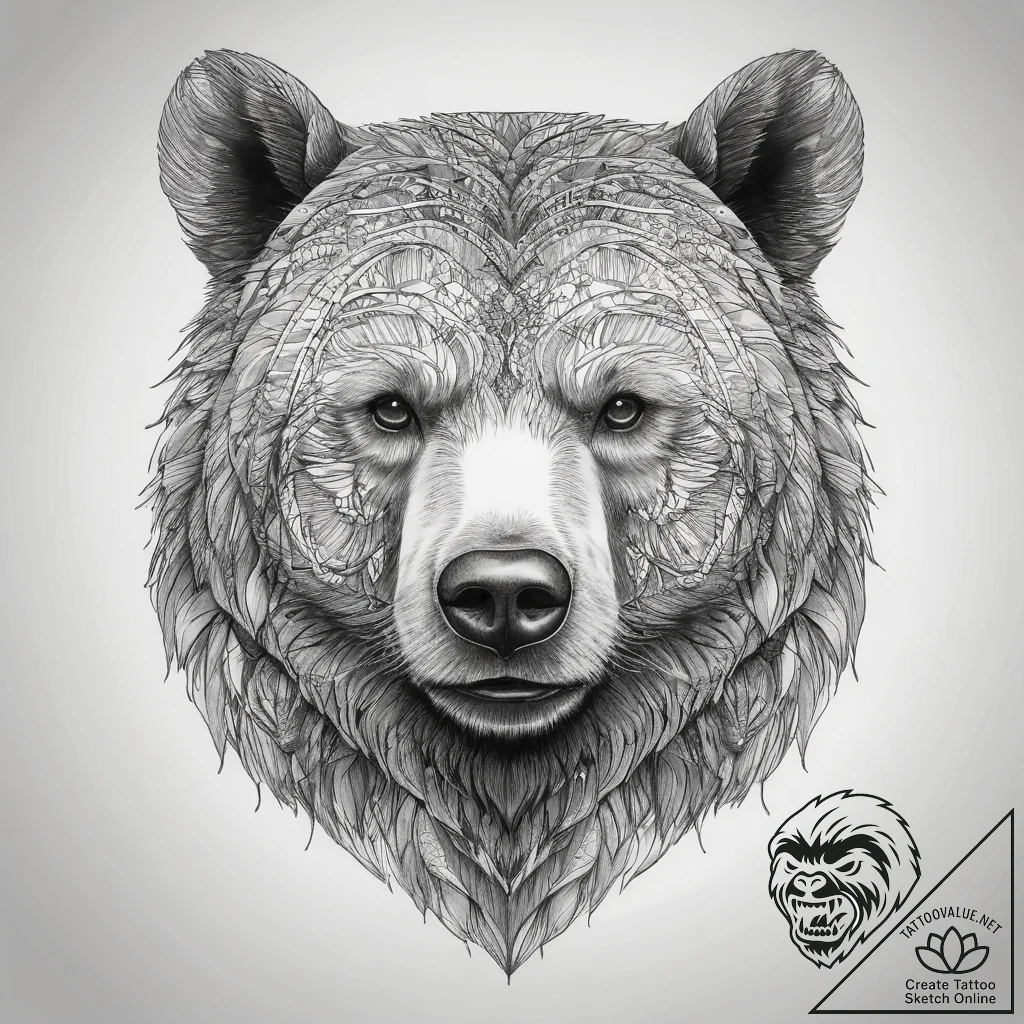 Tattoo sketch realistic портрет медведя, tatt... - tattoo sketch (№1758101532_0, 17.09.2025 09:32) — tattoovalue.net