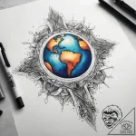 Tattoo sketch cosmic earth, tattoo line art,… – tattoo sketch (№1758102335_0, 17.09.2025 09:45) — tattoovalue.net