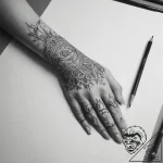 Tattoo sketch hands with a pencil – tattoo sketch (№1758103117_0, 17.09.2025 09:58) — tattoovalue.net