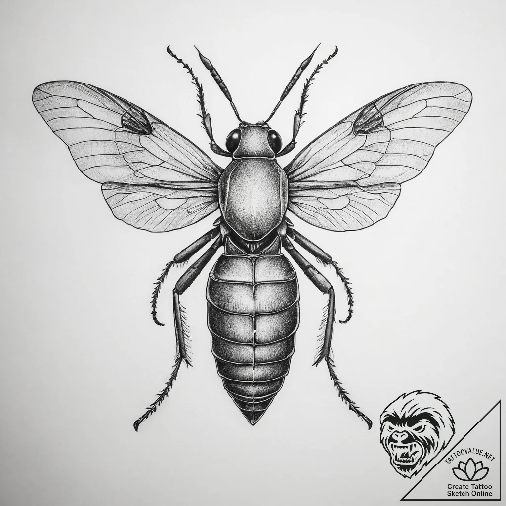 Tattoo sketch leaf insect - tattoo sketch (№1758108394_0, 17.09.2025 11:26) — tattoovalue.net