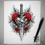 Tattoo sketch dagger in a heart, artistic tat… – tattoo sketch (№1758108791_0, 17.09.2025 11:33) — tattoovalue.net