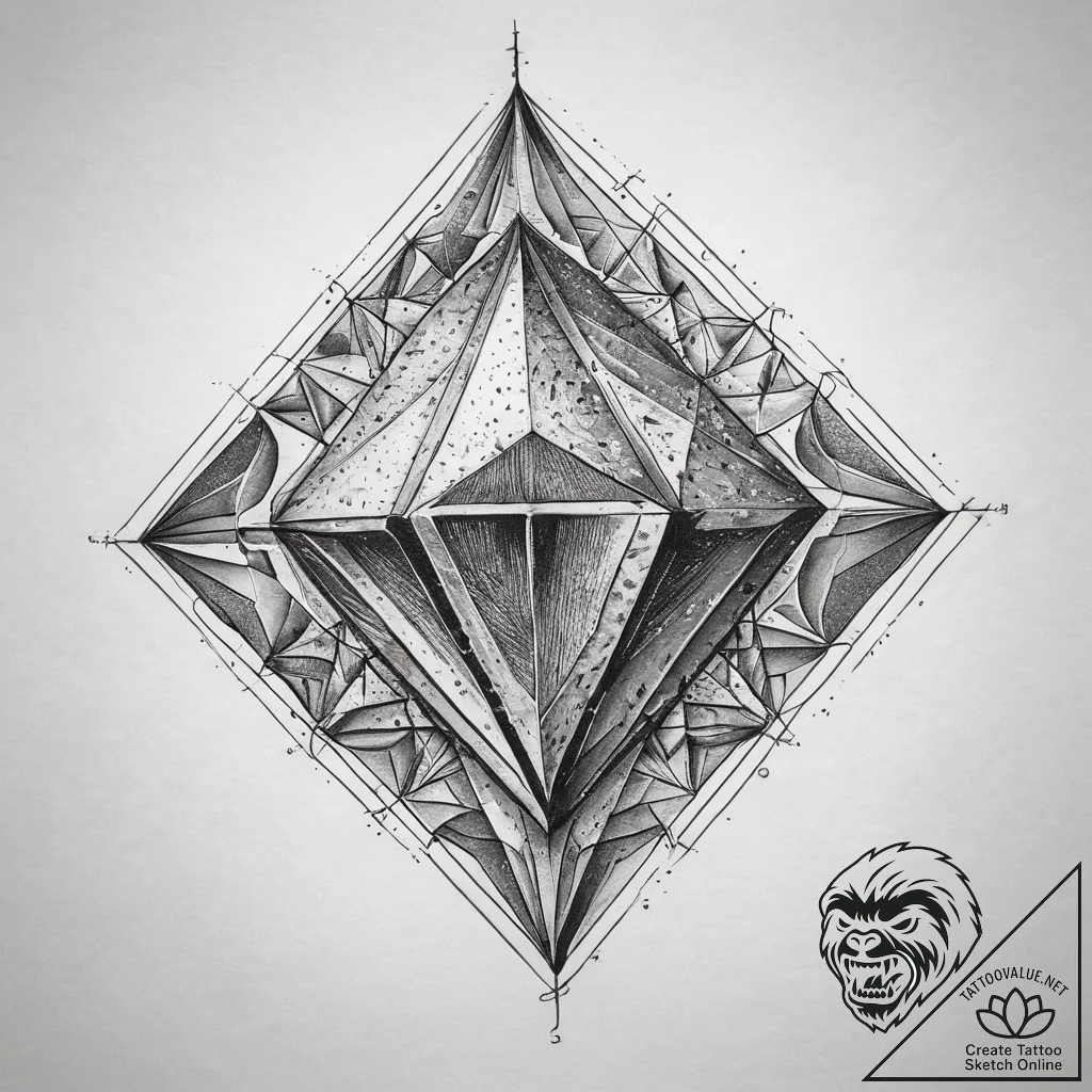 Tattoo sketch diamond, tattoo line art, on a... - tattoo sketch (№1758109384_0, 17.09.2025 11:43) — tattoovalue.net