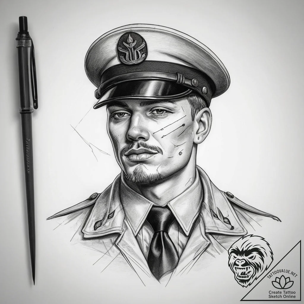 Tattoo sketch soldier with a needle, tattoo s... - tattoo sketch (№1758109778_0, 17.09.2025 11:49) — tattoovalue.net