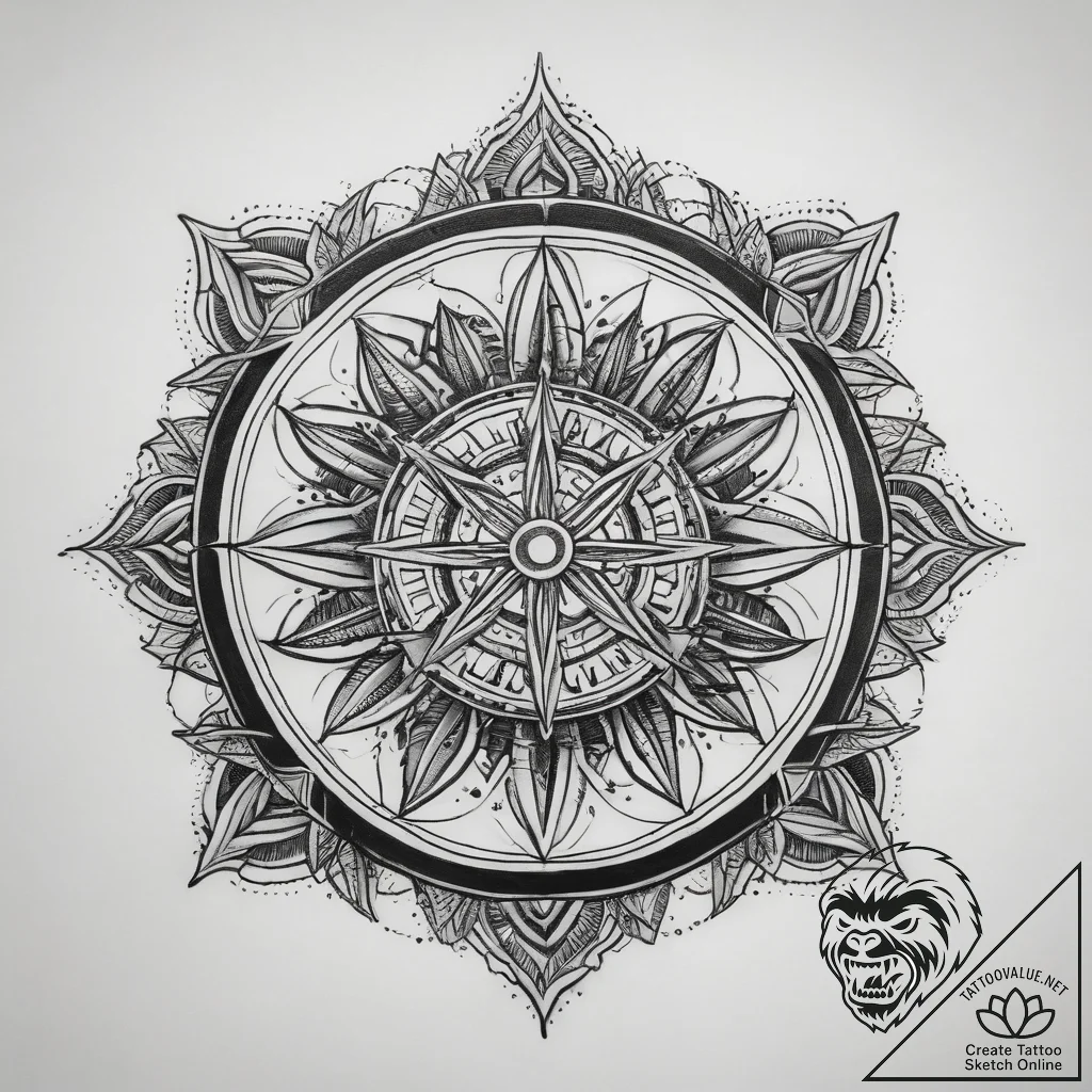 Tattoo sketch узор в виде штурвала, concept a... - tattoo sketch (№1758110173_0, 17.09.2025 11:56) — tattoovalue.net