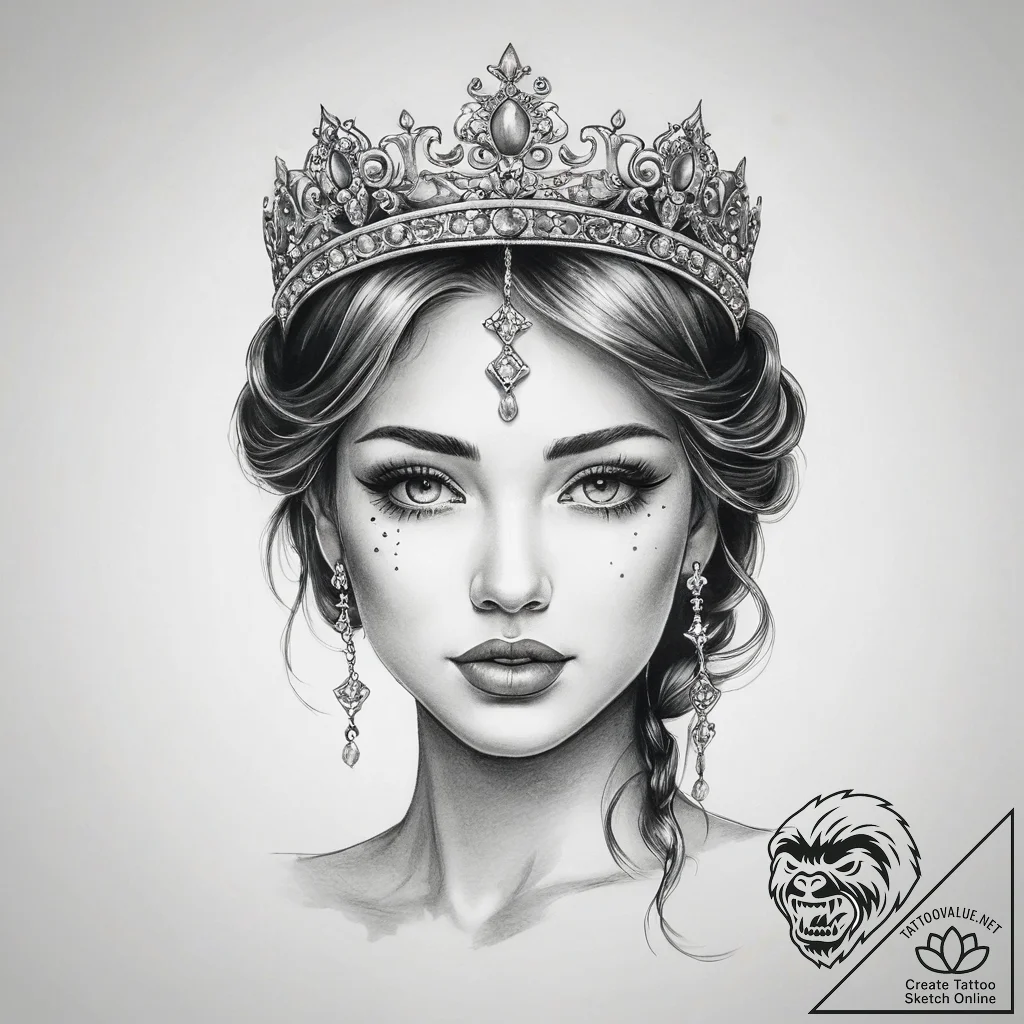 Tattoo sketch tiara tattoo - tattoo sketch (№1758110954_0, 17.09.2025 12:09) — tattoovalue.net
