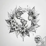 Tattoo sketch earth with a flower – tattoo sketch (№1758111727_0, 17.09.2025 12:22) — tattoovalue.net
