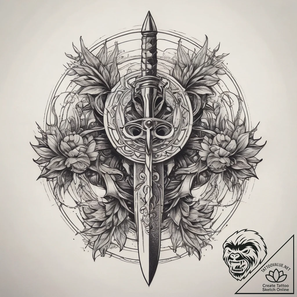 Tattoo sketch hands with a knife, tattoo line... - tattoo sketch (№1758113280_0, 17.09.2025 12:48) — tattoovalue.net