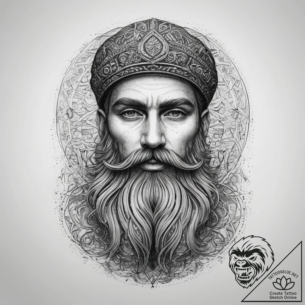 Tattoo sketch wizard with a beard, tattoo fla... - tattoo sketch (№1758113863_0, 17.09.2025 12:57) — tattoovalue.net