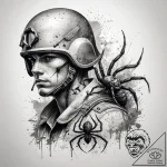 Tattoo sketch soldier with a spider, artistic… – tattoo sketch (№1758114448_0, 17.09.2025 13:07) — tattoovalue.net