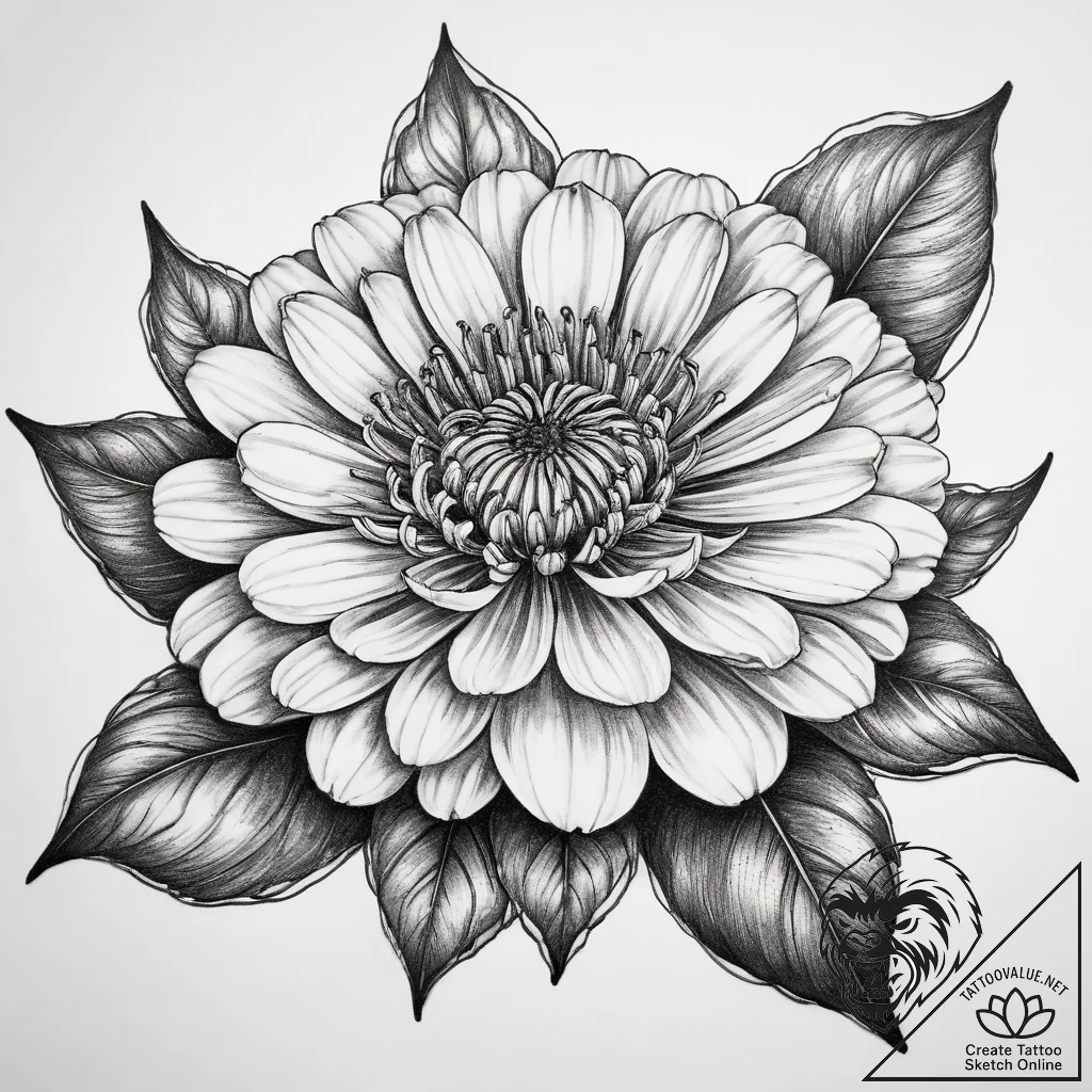 Tattoo sketch zinnia - tattoo sketch (№1758115230_0, 17.09.2025 13:20) — tattoovalue.net