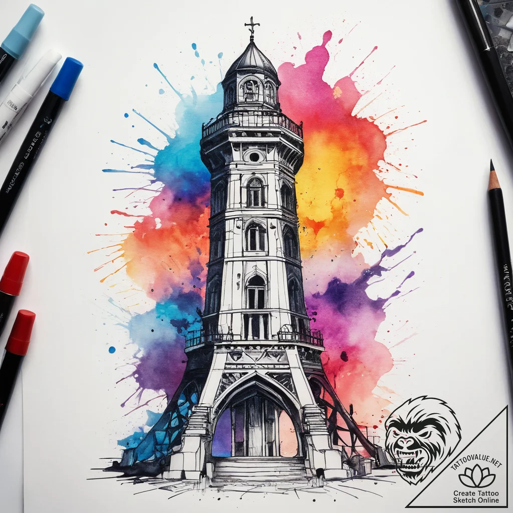 Tattoo sketch tower, tattoo drawing outline,... - tattoo sketch (№1758116395_0, 17.09.2025 13:39) — tattoovalue.net