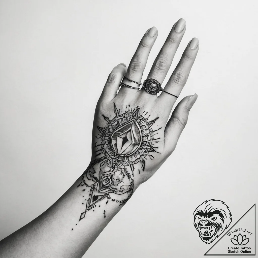 Tattoo sketch hands with a stone - tattoo sketch (№1758117765_0, 17.09.2025 14:02) — tattoovalue.net