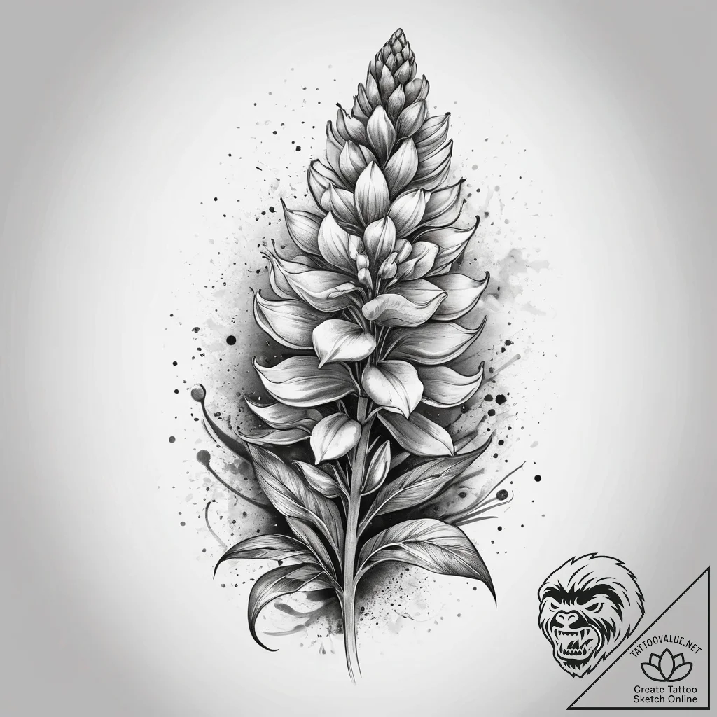 Tattoo sketch lupine flower, ink illustration... - tattoo sketch (№1758117960_0, 17.09.2025 14:06) — tattoovalue.net