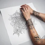 Tattoo sketch hands with a scroll – tattoo sketch (№1758119723_0, 17.09.2025 14:35) — tattoovalue.net