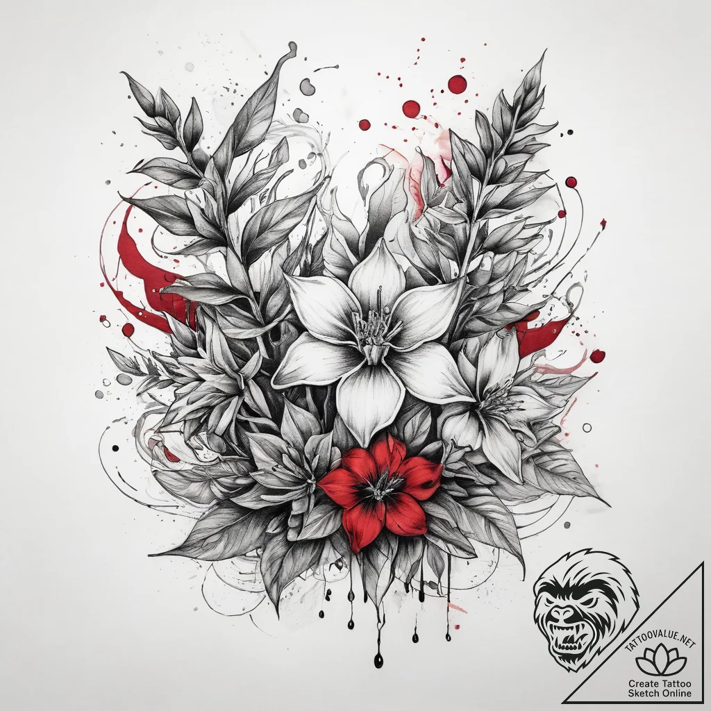 Tattoo sketch salvia, tattoo line art, soft w... - tattoo sketch (№1758121117_0, 17.09.2025 14:58) — tattoovalue.net