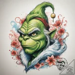 Tattoo sketch the grinch with a fur, artistic… – tattoo sketch (№1758121908_0, 17.09.2025 15:11) — tattoovalue.net