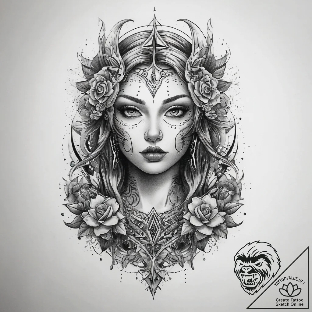 Tattoo sketch blessed fable, concept art for... - tattoo sketch (№1758122902_0, 17.09.2025 15:28) — tattoovalue.net