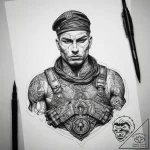 Tattoo sketch soldier with a lock, artistic t… – tattoo sketch (№1758123099_0, 17.09.2025 15:31) — tattoovalue.net
