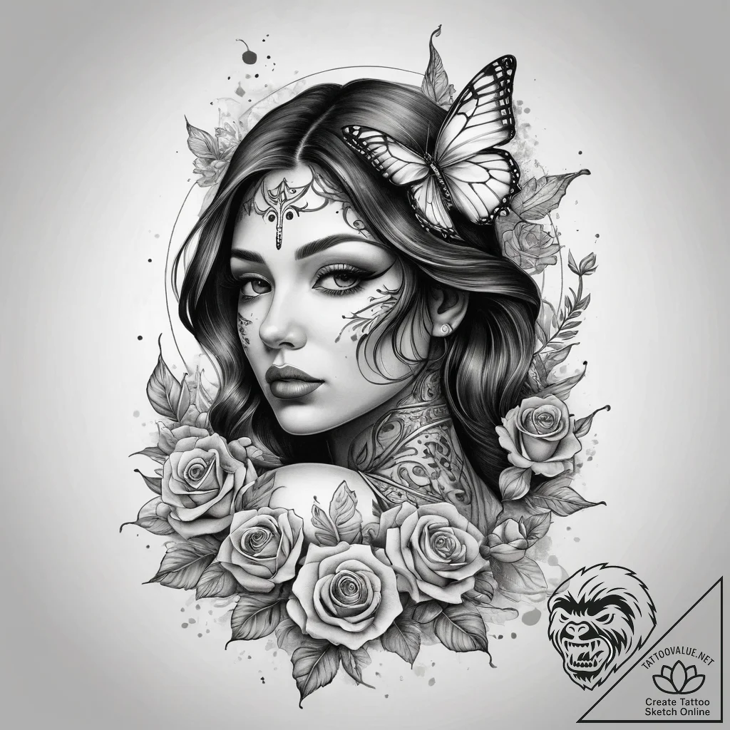 Tattoo sketch butterfly girl tattoo, artistic... - tattoo sketch (№1758124879_0, 17.09.2025 16:01) — tattoovalue.net