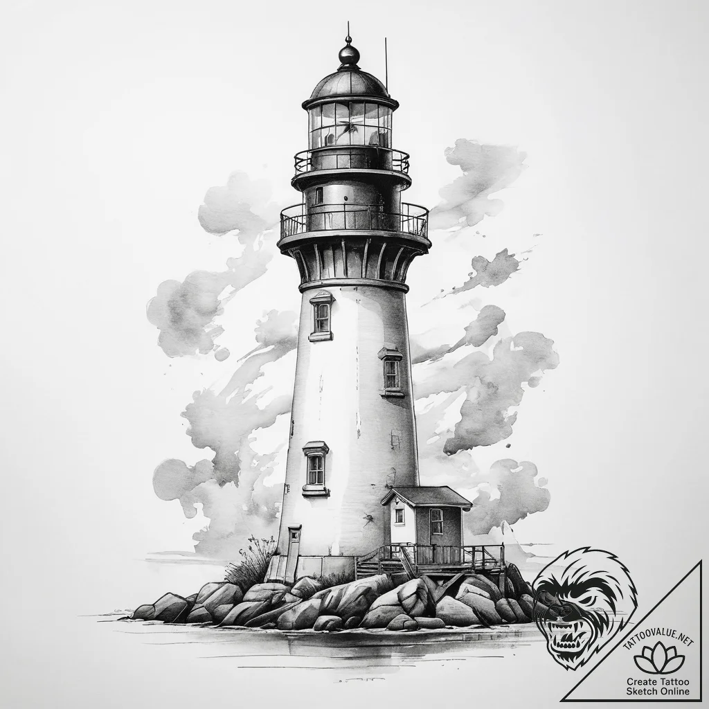 Tattoo sketch lighthouse - tattoo sketch (№1758125471_0, 17.09.2025 16:11) — tattoovalue.net