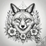 Tattoo sketch fox with flowers, tattoo drawin… – tattoo sketch (№1758126083_0, 17.09.2025 16:21) — tattoovalue.net