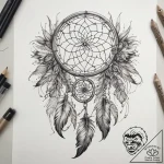 Tattoo sketch dreamcatcher with feathers, art… – tattoo sketch (№1758126485_0, 17.09.2025 16:28) — tattoovalue.net