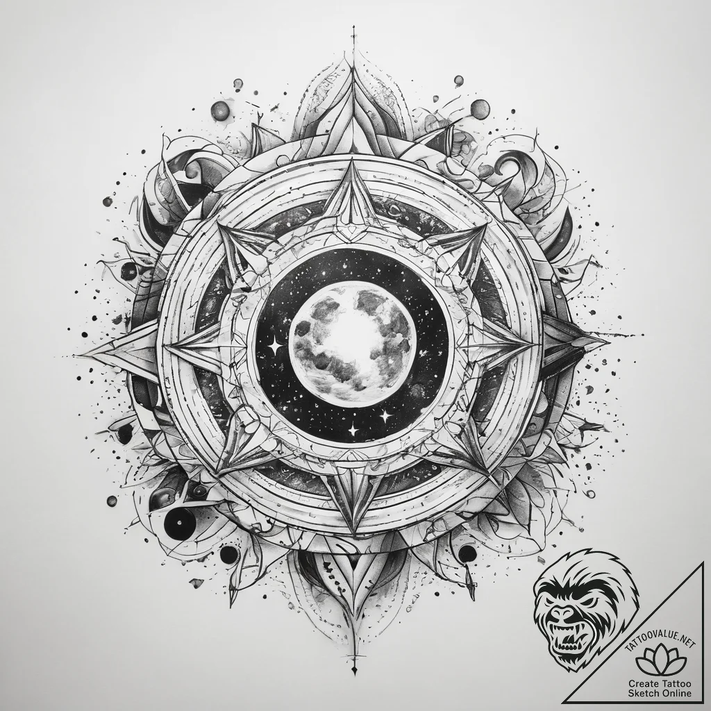 Tattoo sketch cosmic universe - tattoo sketch (№1758127283_0, 17.09.2025 16:41) — tattoovalue.net