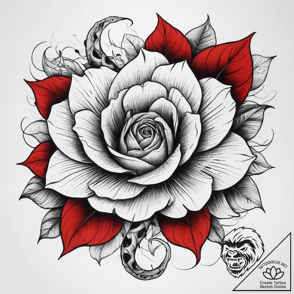 Tattoo sketch magical flower with a snake, in... - tattoo sketch (№1758128685_0, 17.09.2025 17:04) — tattoovalue.net