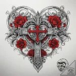 Tattoo sketch heart and cross, concept art fo… – tattoo sketch (№1758130277_0, 17.09.2025 17:31) — tattoovalue.net