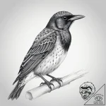 Tattoo sketch european starling – tattoo sketch (№1758131280_0, 17.09.2025 17:48) — tattoovalue.net