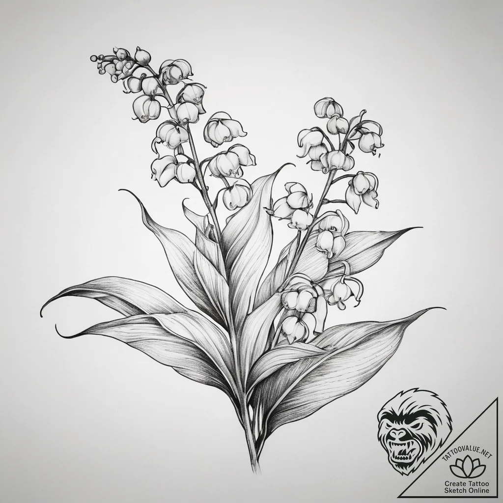 Tattoo sketch lily of the valley, tattoo draw... - tattoo sketch (№1758131899_0, 17.09.2025 17:58) — tattoovalue.net