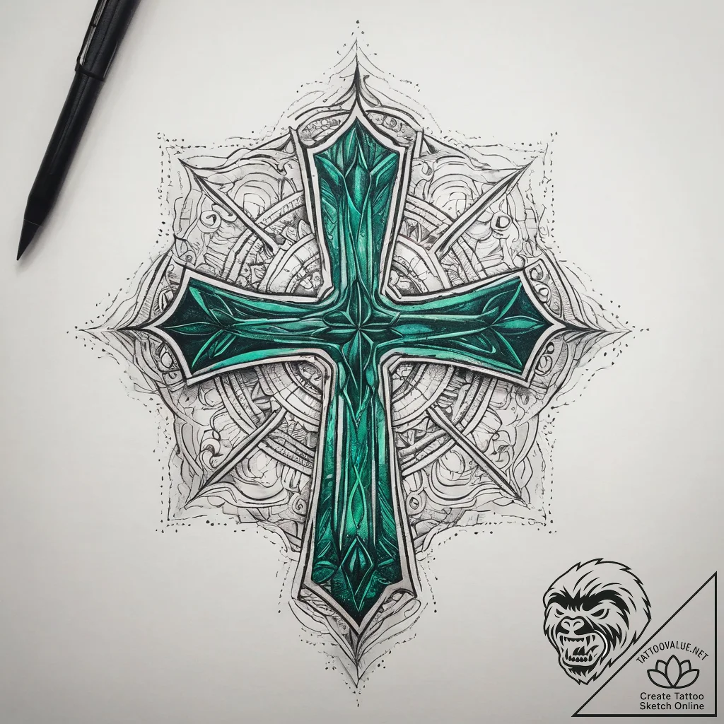 Tattoo sketch emerald, concept art for tattoo... - tattoo sketch (№1758132290_0, 17.09.2025 18:04) — tattoovalue.net